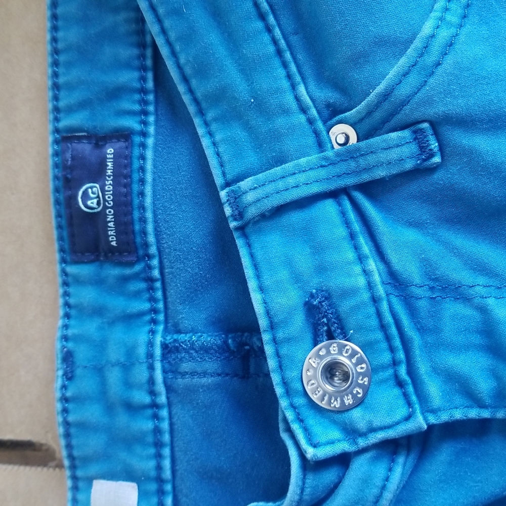 ADRIANO GOLDSCHMIED "THE STILT CROP" CIGARETTE CROP PANTS SZ 26X25 SEA BLUE - Picture 2 of 11